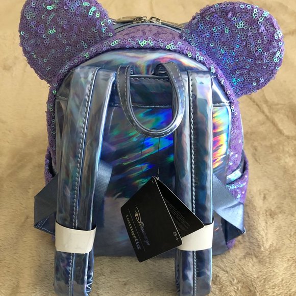 NWT Loungefly Disney Celebration Pastel Purple Mini Backpack Iridescent Sequin - Picture 4 of 9